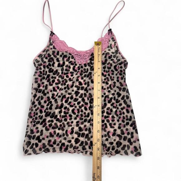 Marks & Spencer Pink Leopard Print Lace Trim Y2K Vintage Cami Top Bow Size M - Picture 4 of 5